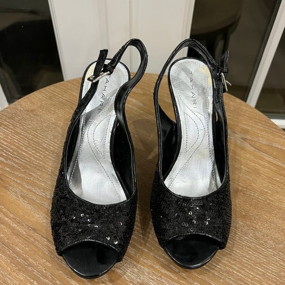 Women's Black Sequins Decorated Shoes - Picture 2 of 3